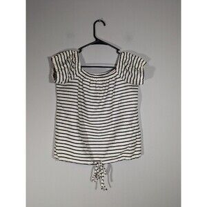 Madewell Womens Striped Melody Off the Shoulder Top Sz S Nautical Coastal Marine